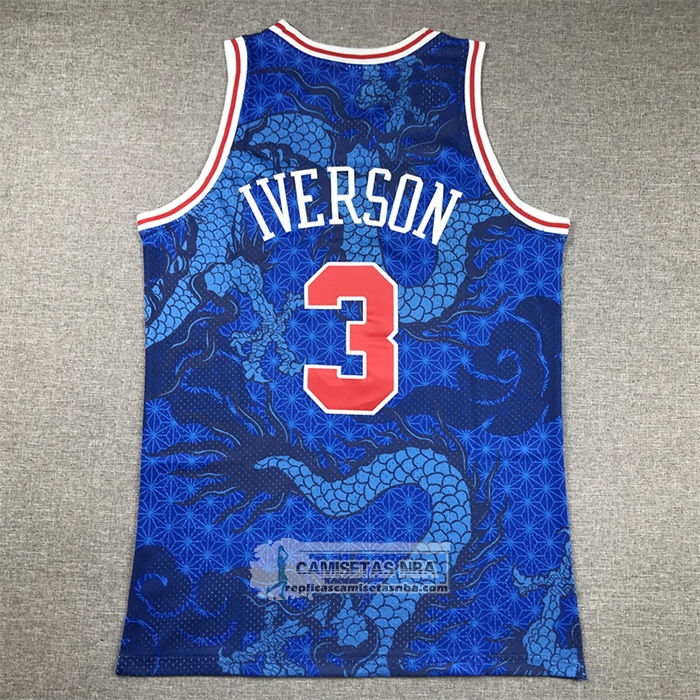 Camiseta Philadelphia 76ers Allen Iverson NO 3 Asian Heritage Throwback 1996-97 Azul